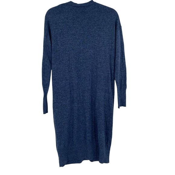 Gap Size Small Denim Blue Heather Long Cardigan Wool Blend V-Neck Button Front - Picture 2 of 11